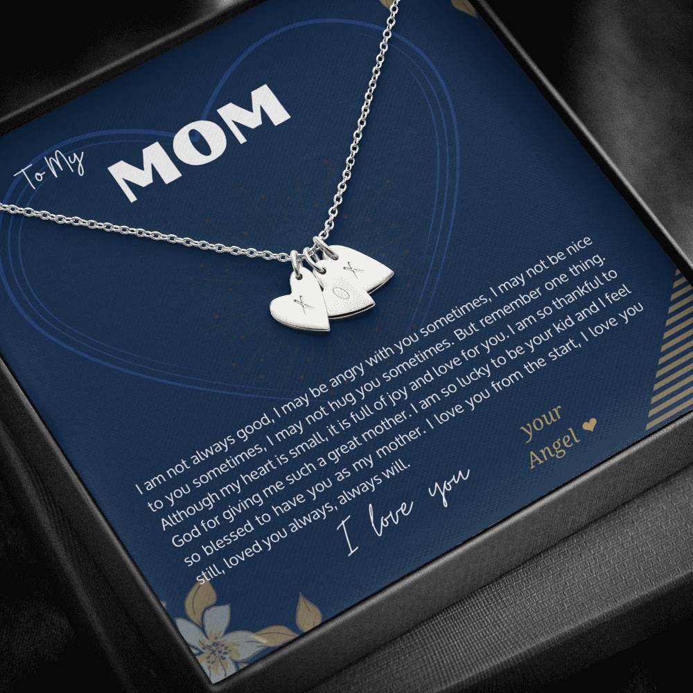 To my Mom - Sweetest Hearts Love Necklace with Stamped Letter Hearts - from the Kids