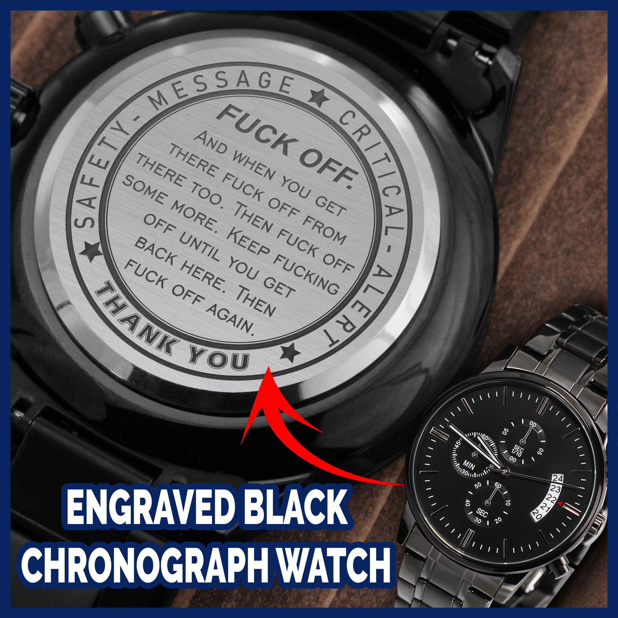 To Dad - Safety Alert F Off - Stainless Steel Luxury Watch