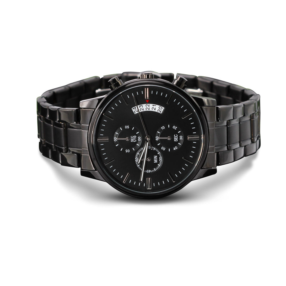 Special Customized Black Luxury Chronograph Watch Elegant Mahogany Box