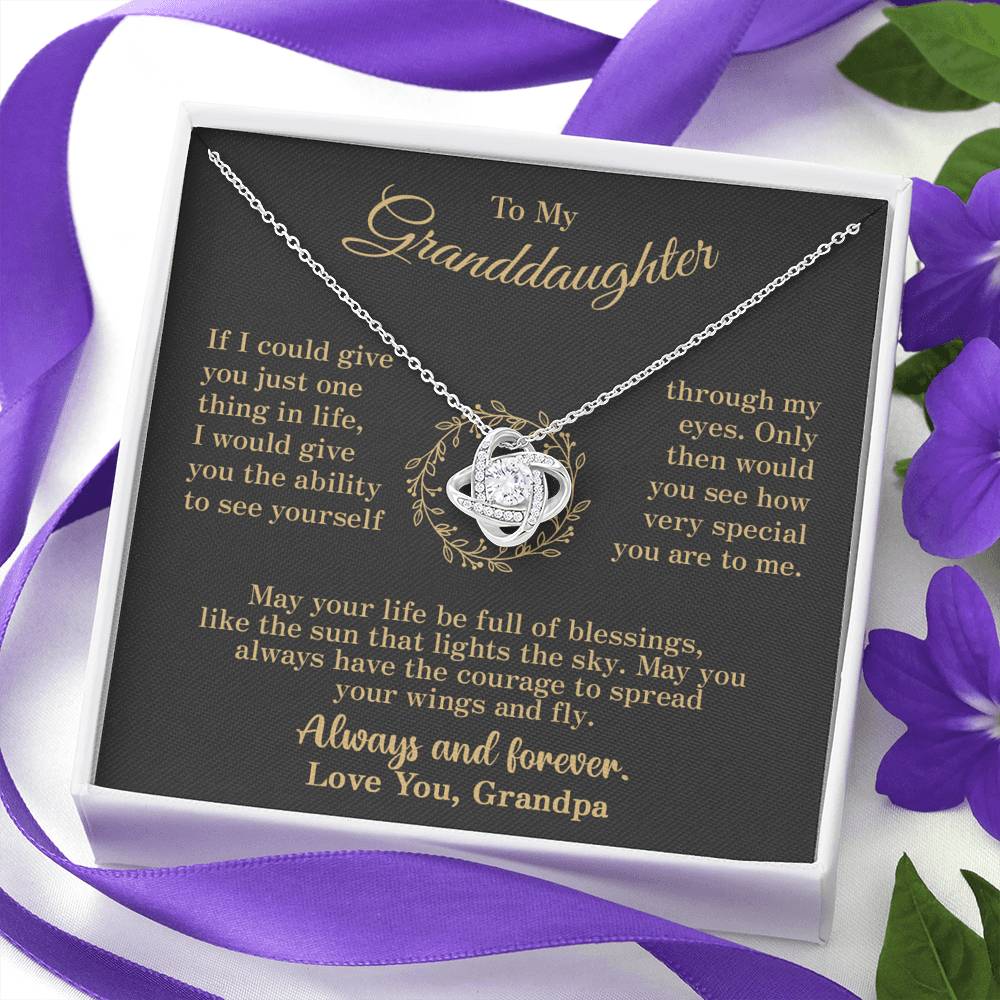 To my Granddaughter - through my eyes be blessed with light courage to fly - v2 - from Your  Grandpa - Love Knot